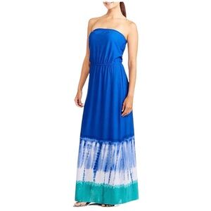 Ultra Blue Combo Strapless Maxi Dress Size S NEW